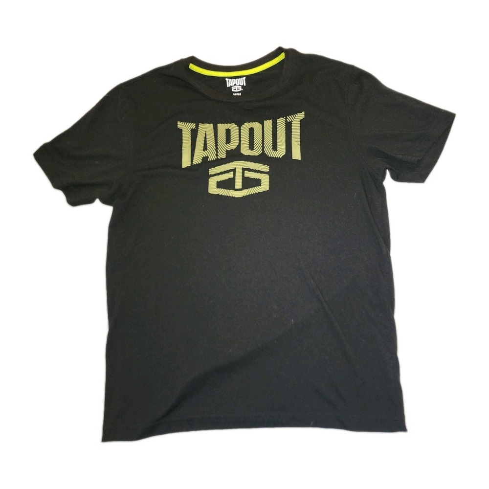 Tapout T-Shirt Mens medium Black Graphic Print Crew Neck Short Sleeve grunge